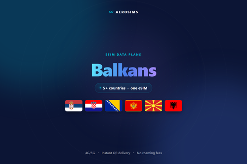 Balkans eSIM data plan by AeroSims — one eSIM covering 5+ countries, 4G/5G data with instant QR delivery